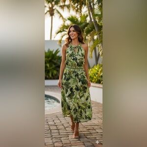 Democracy Olive Camouflage Midi Dress